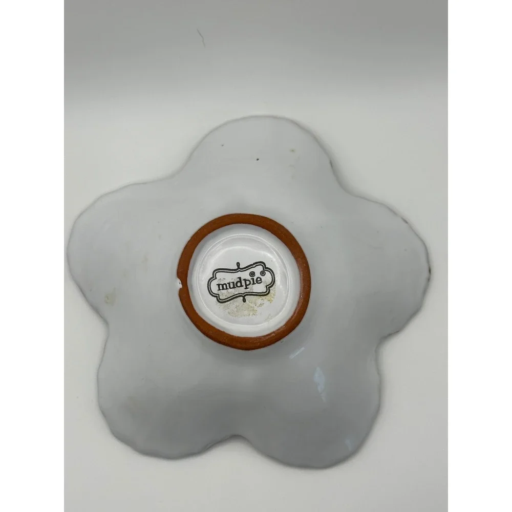 Mud Pie White Ceramic‎ Shell Starfish Trinket Bowl Coastal Beach Decor 5.5 Inch